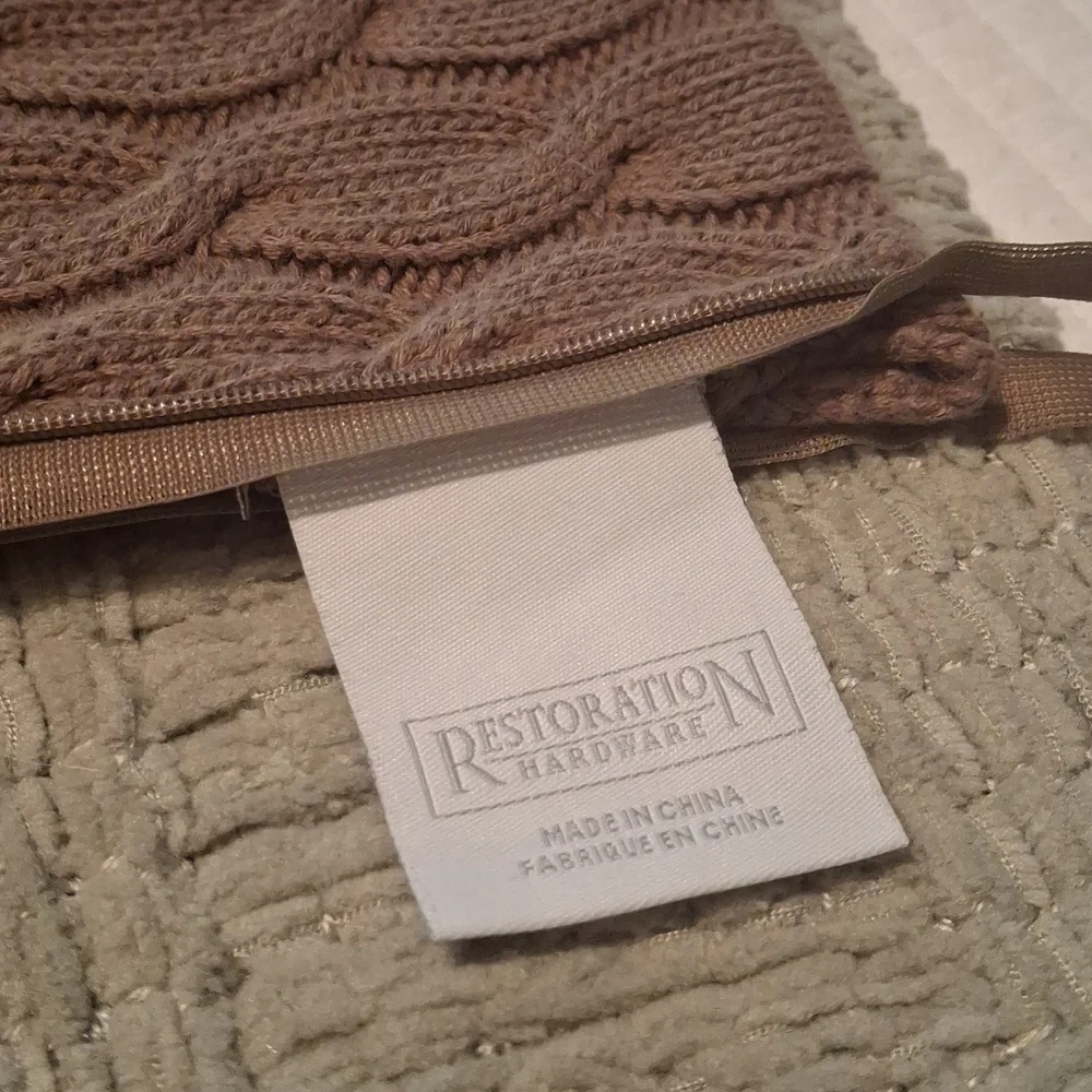 Restoration Hardware Taupe Knit Euro Pillow Cover Sham Chunky Set Of 2